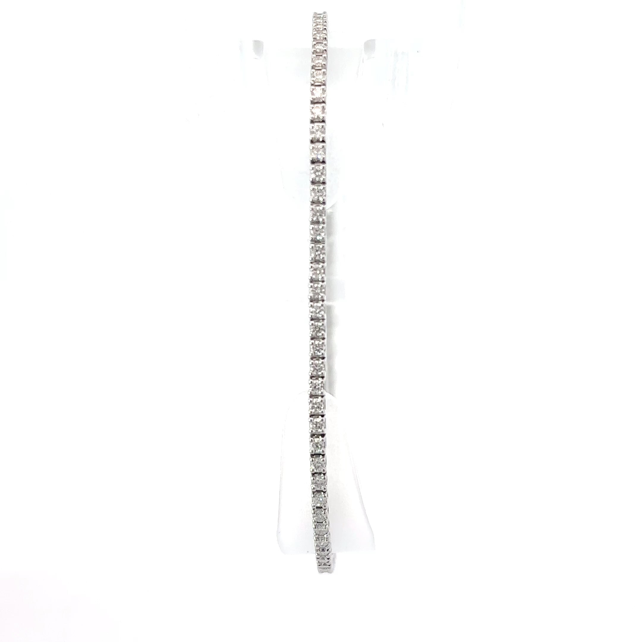 18K White Gold Diamond Lined Tennis Bracelet