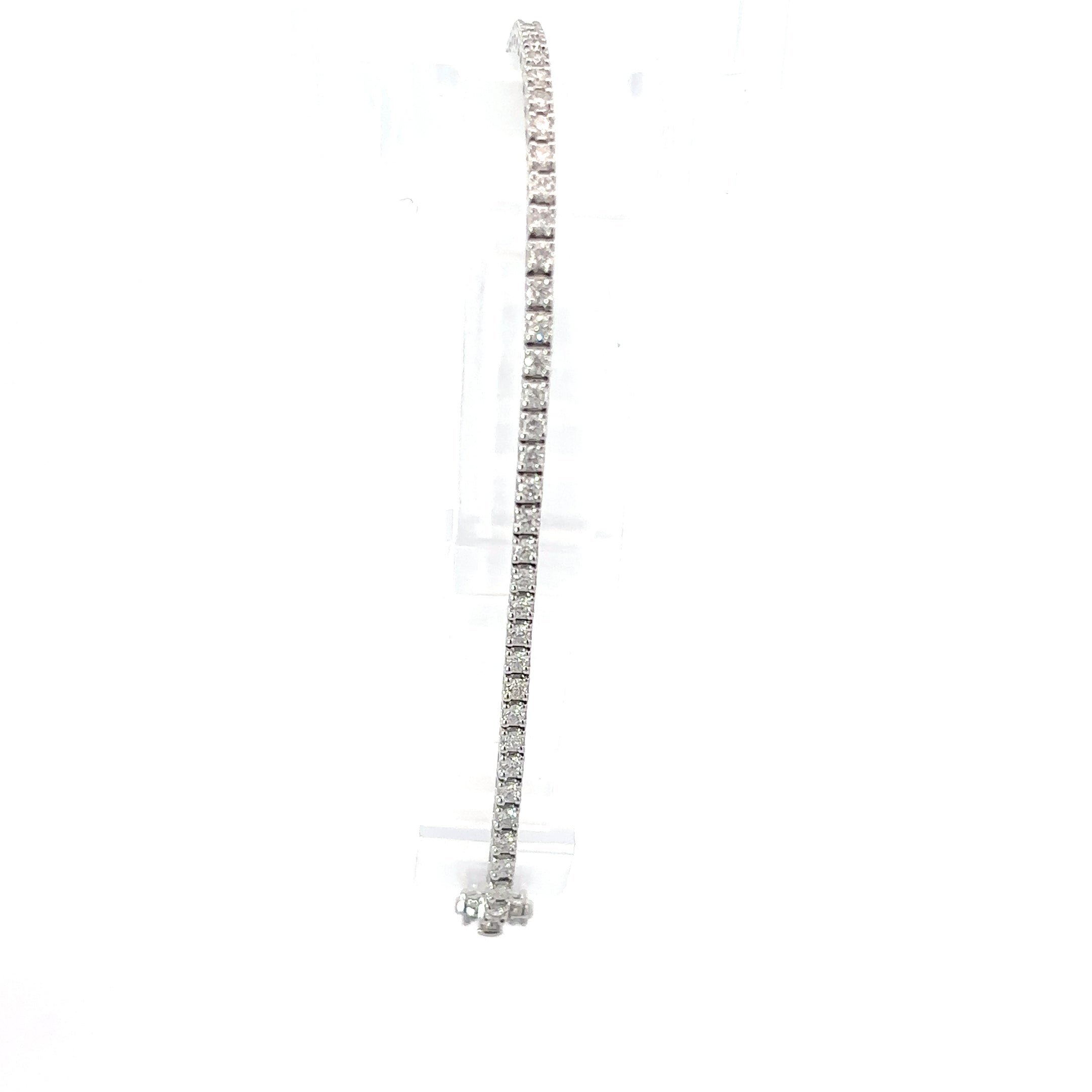 18K White Gold Diamond Lined Tennis Bracelet
