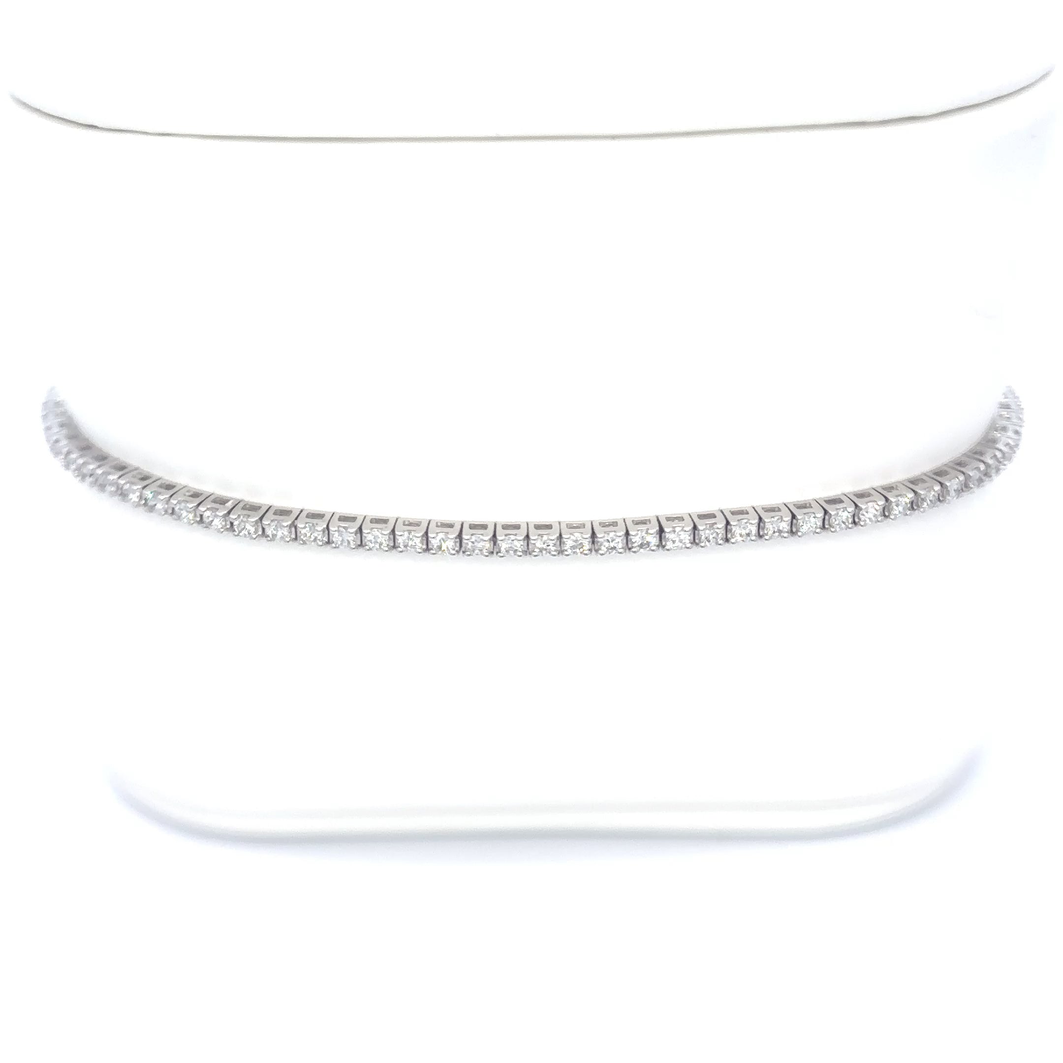 18K White Gold Diamond Lined Tennis Bracelet