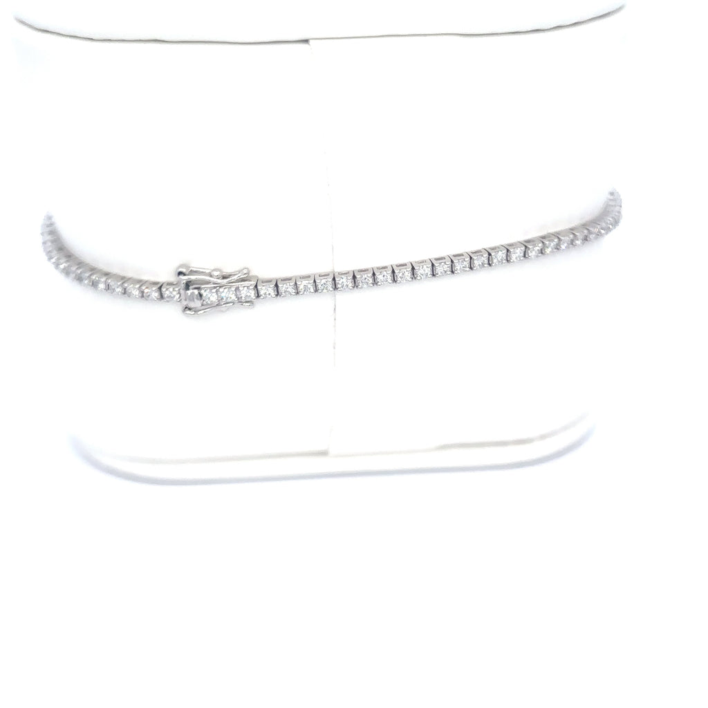 18K White Gold Diamond Lined Tennis Bracelet