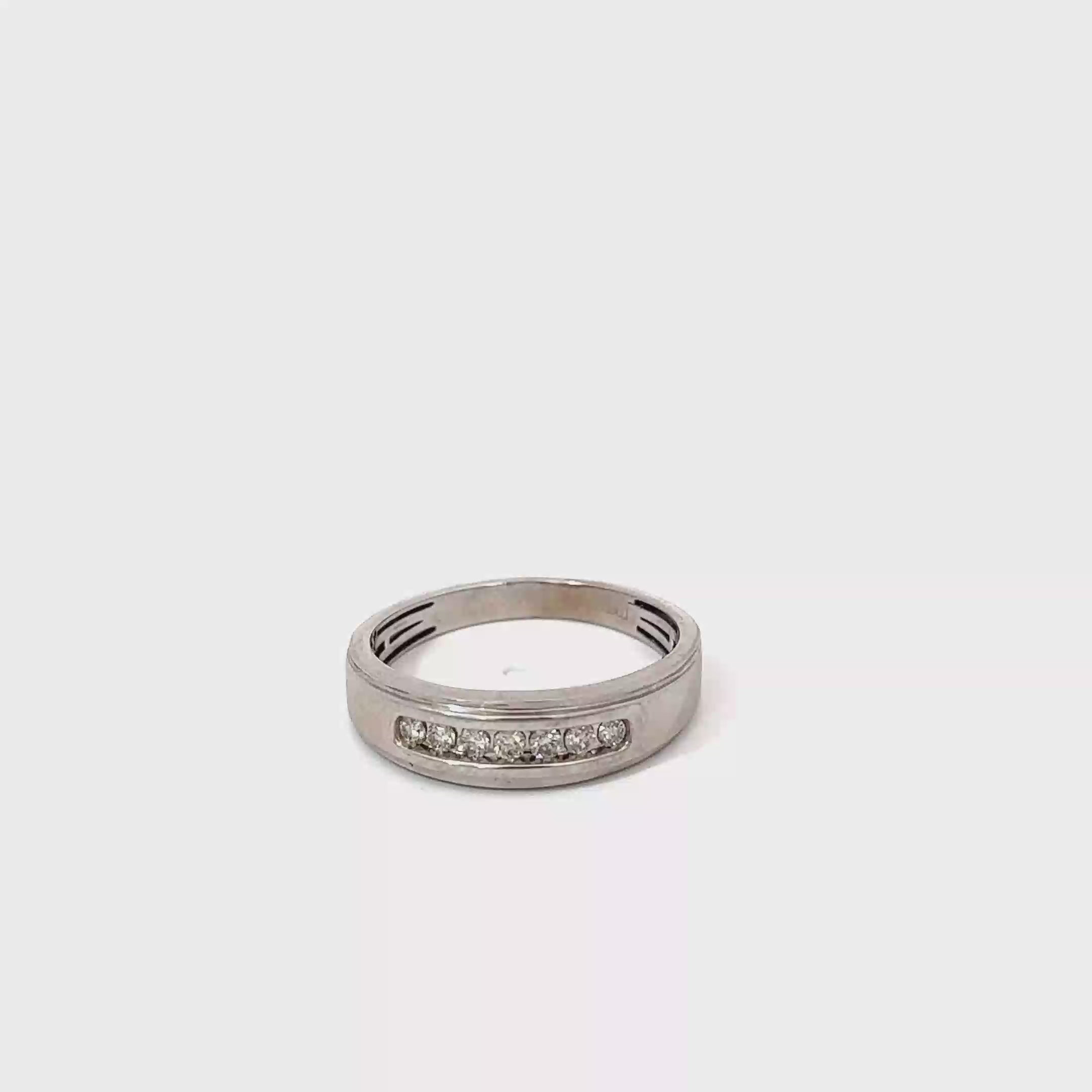14K White Gold Channel Set Diamond Gents Wedding Band