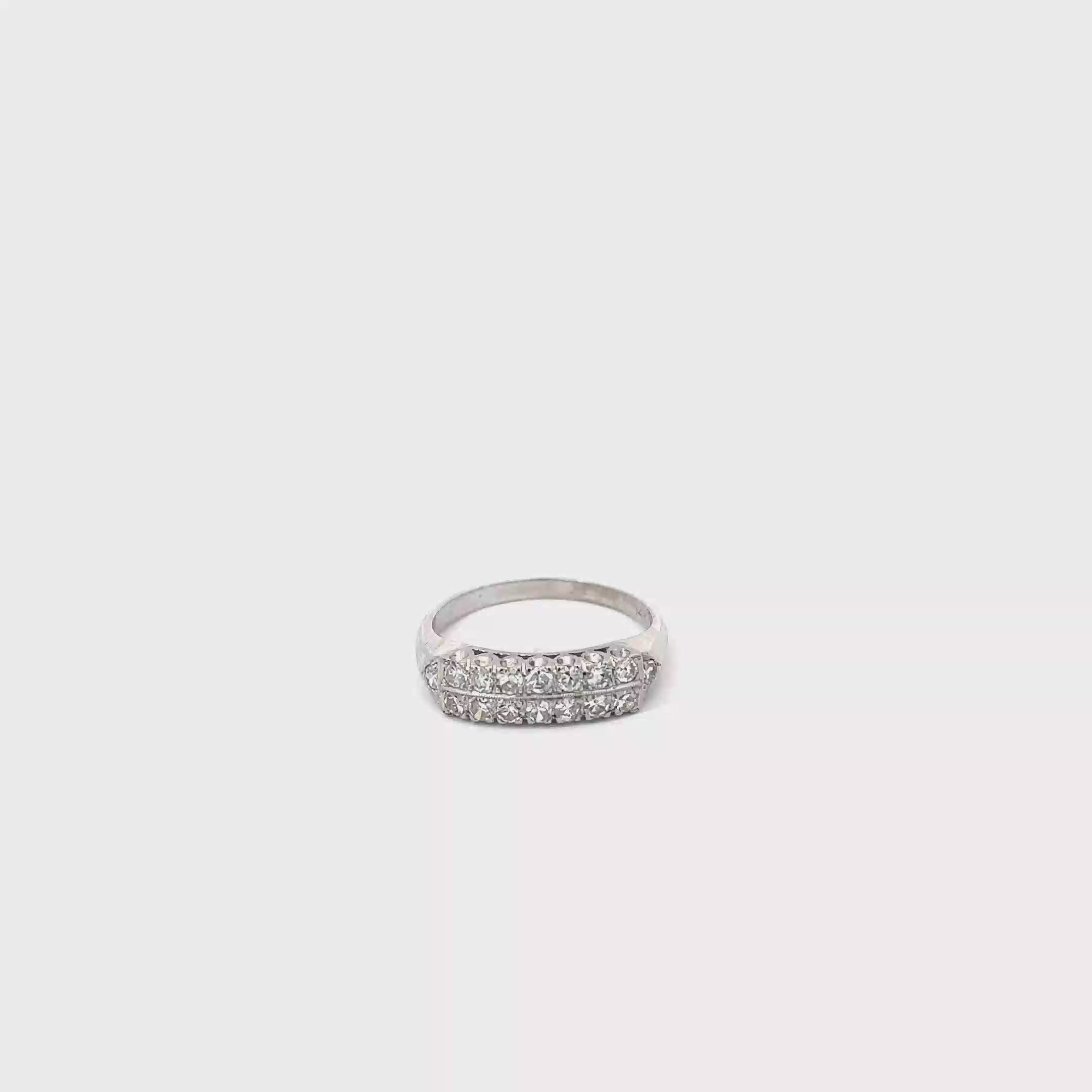 14K White Gold Double Row Fishtail Wedding Band