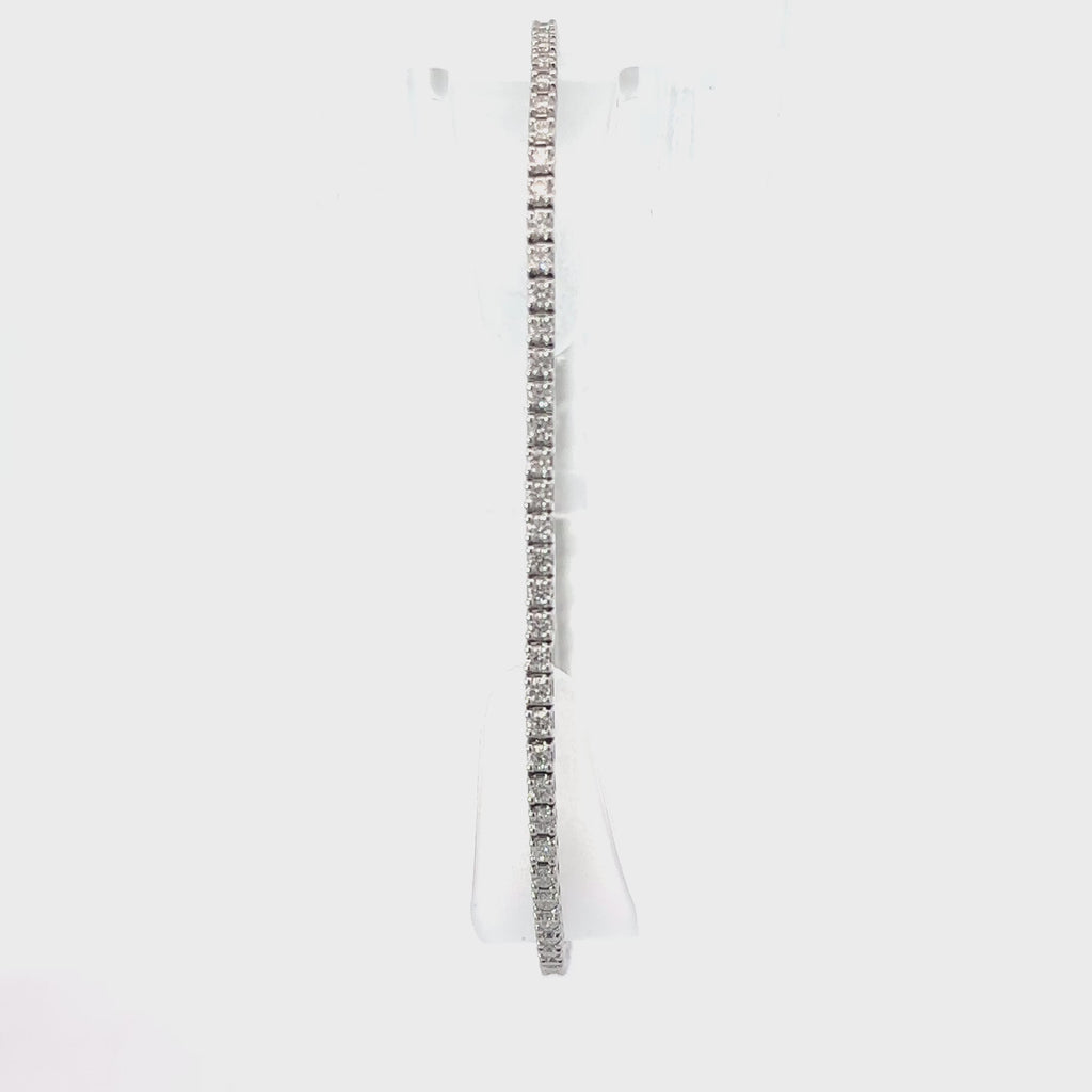 18K White Gold Diamond Lined Tennis Bracelet