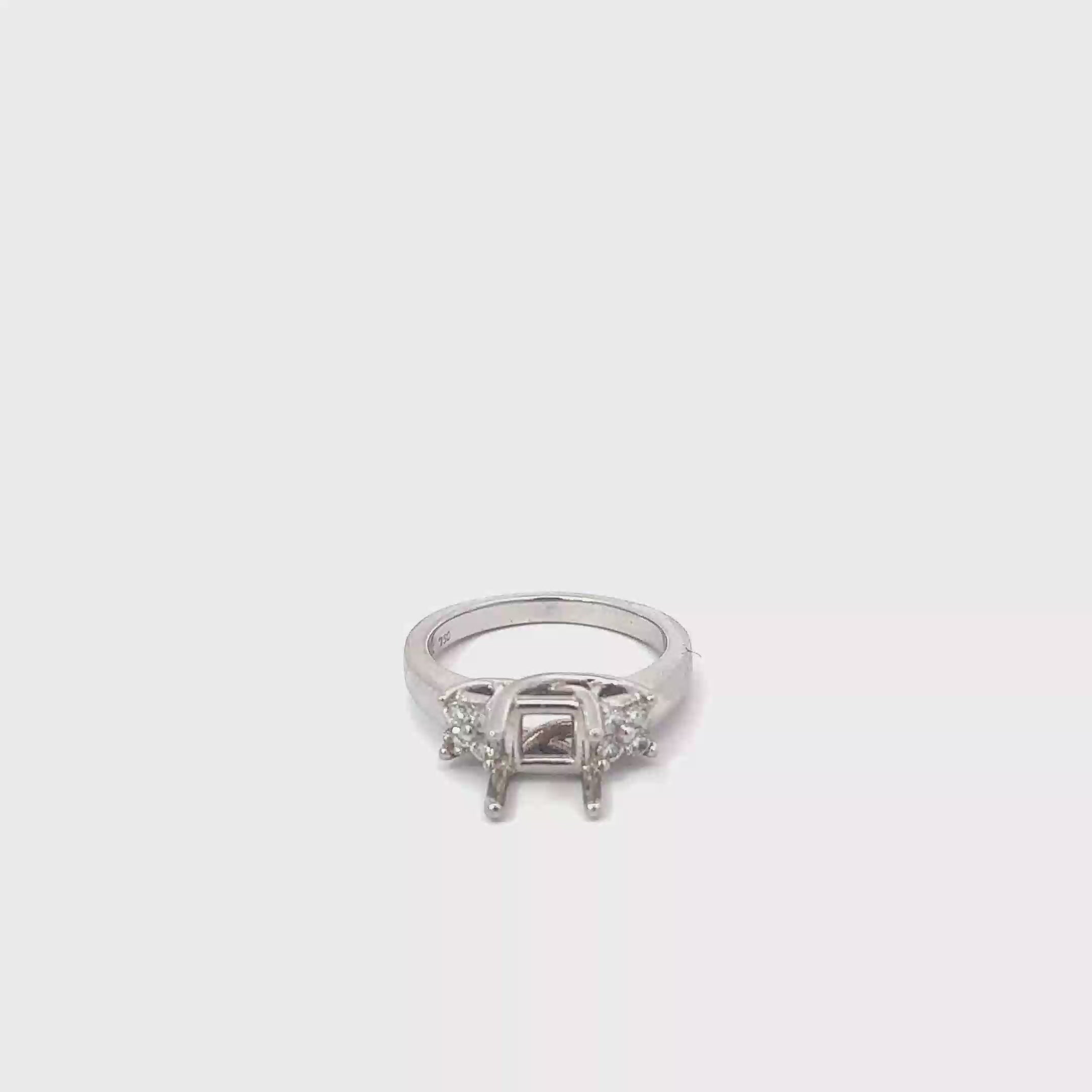 18K White Gold Open Trestle Engagement Ring with Round Diamonds