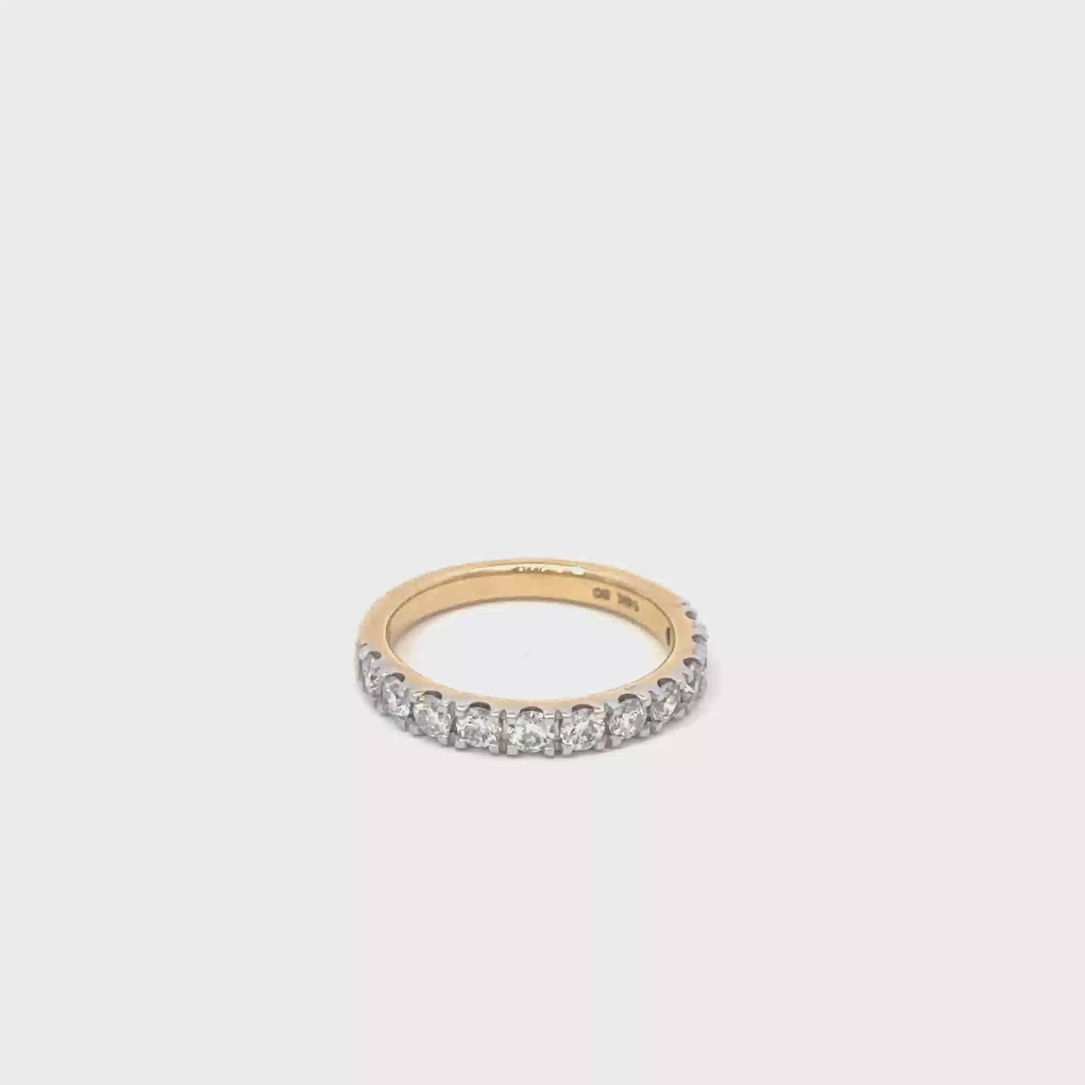 14K Yellow Gold French Set Diamond Wedding Band