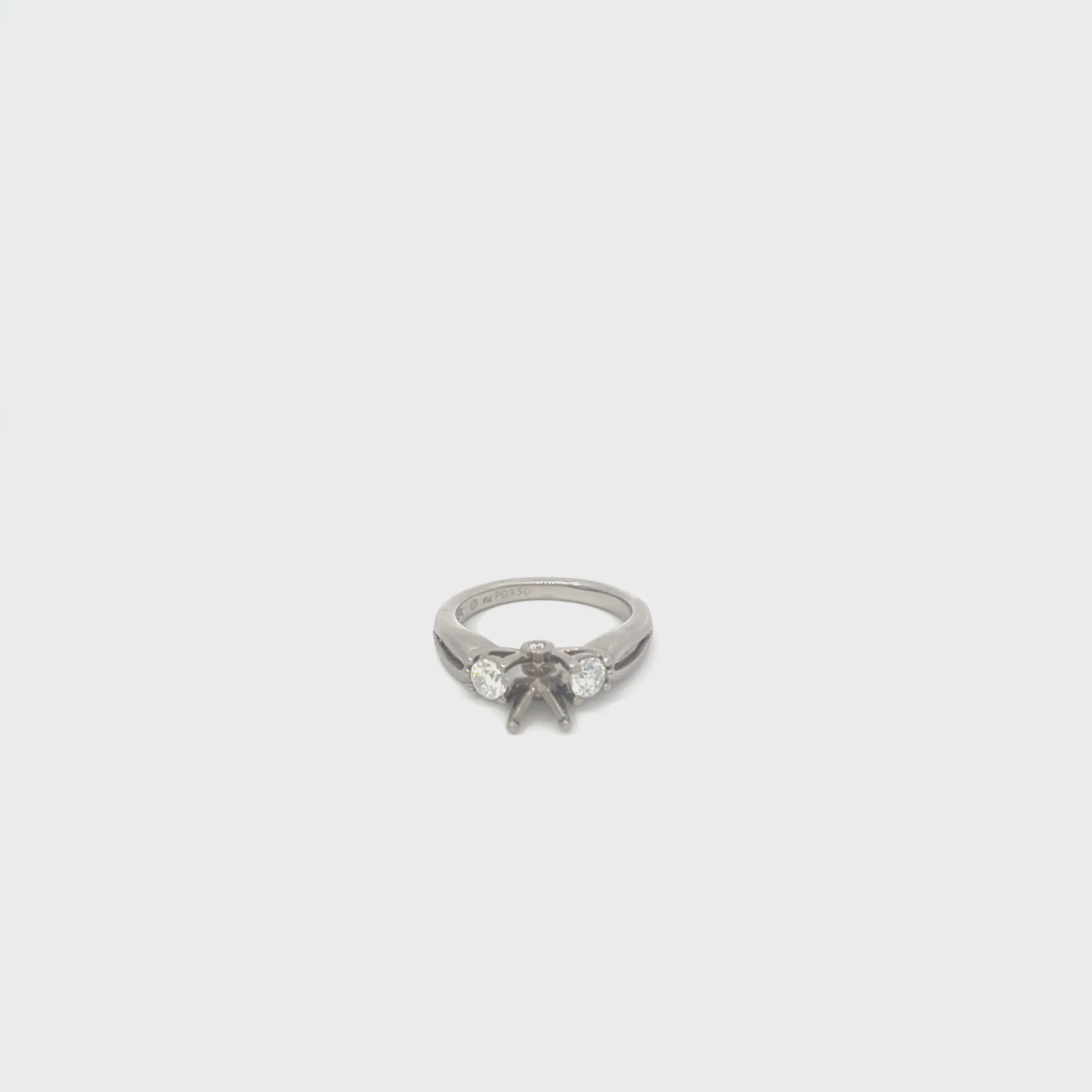 Palladium Split Shank Diamond Engagement Ring
