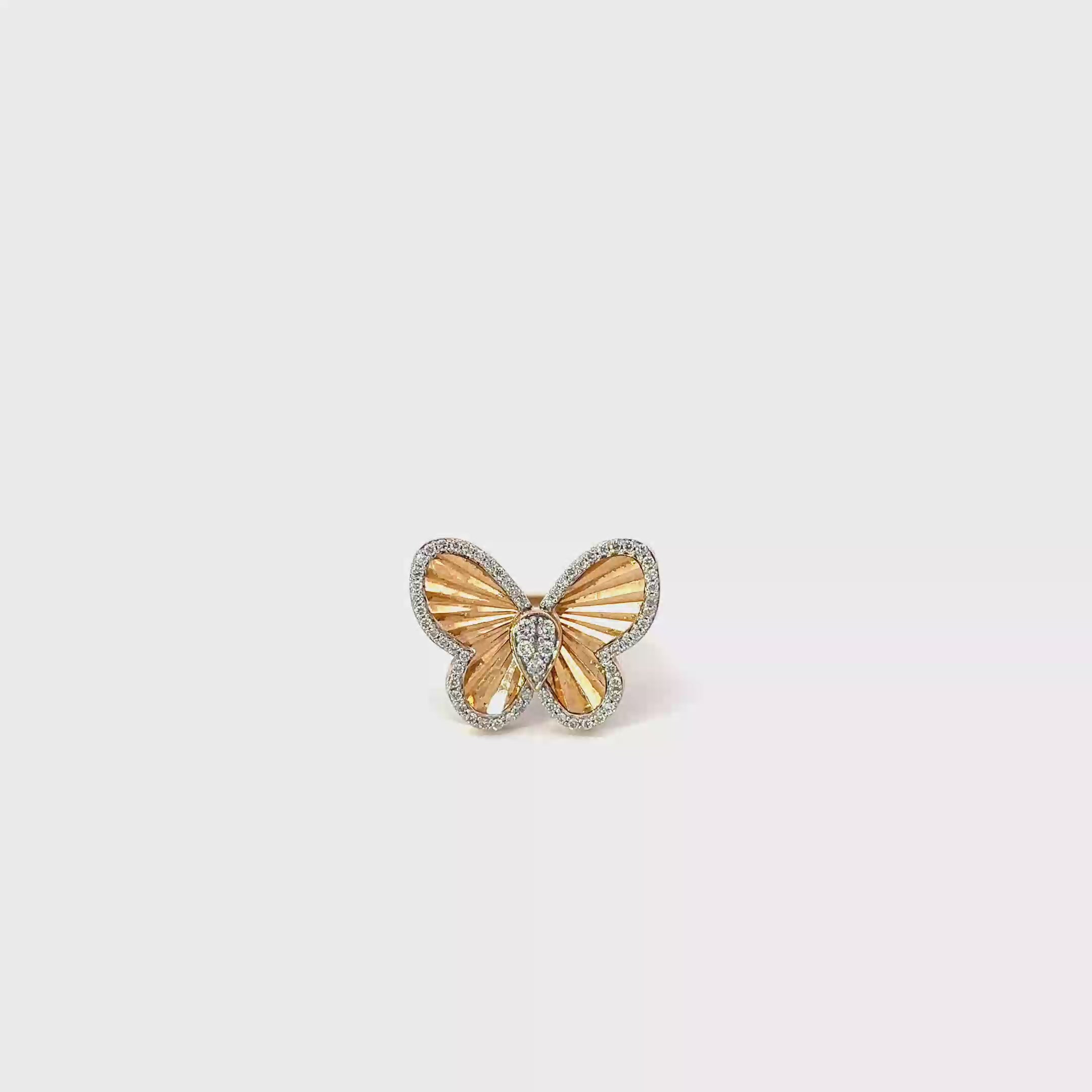 14K Yellow Gold and Diamond Butterfly