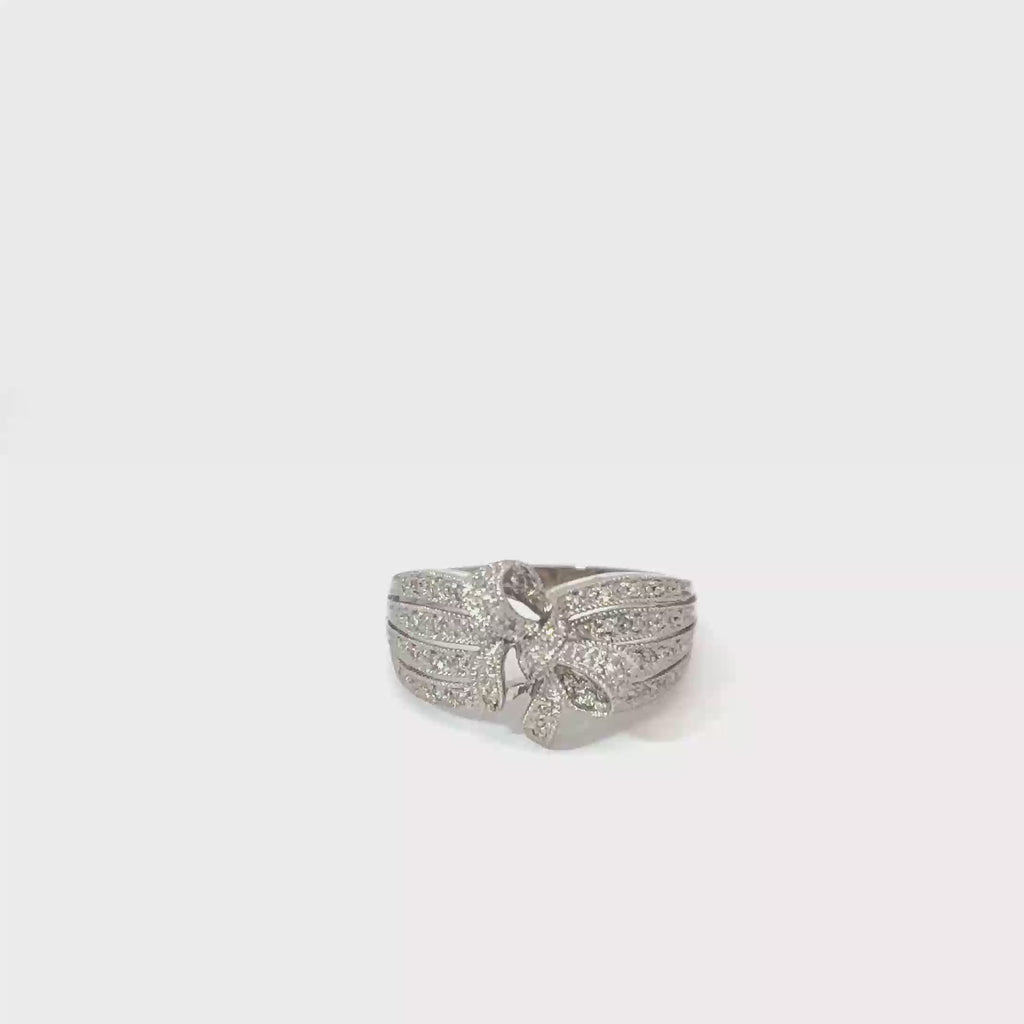 14K White Gold Diamond Bow Ring