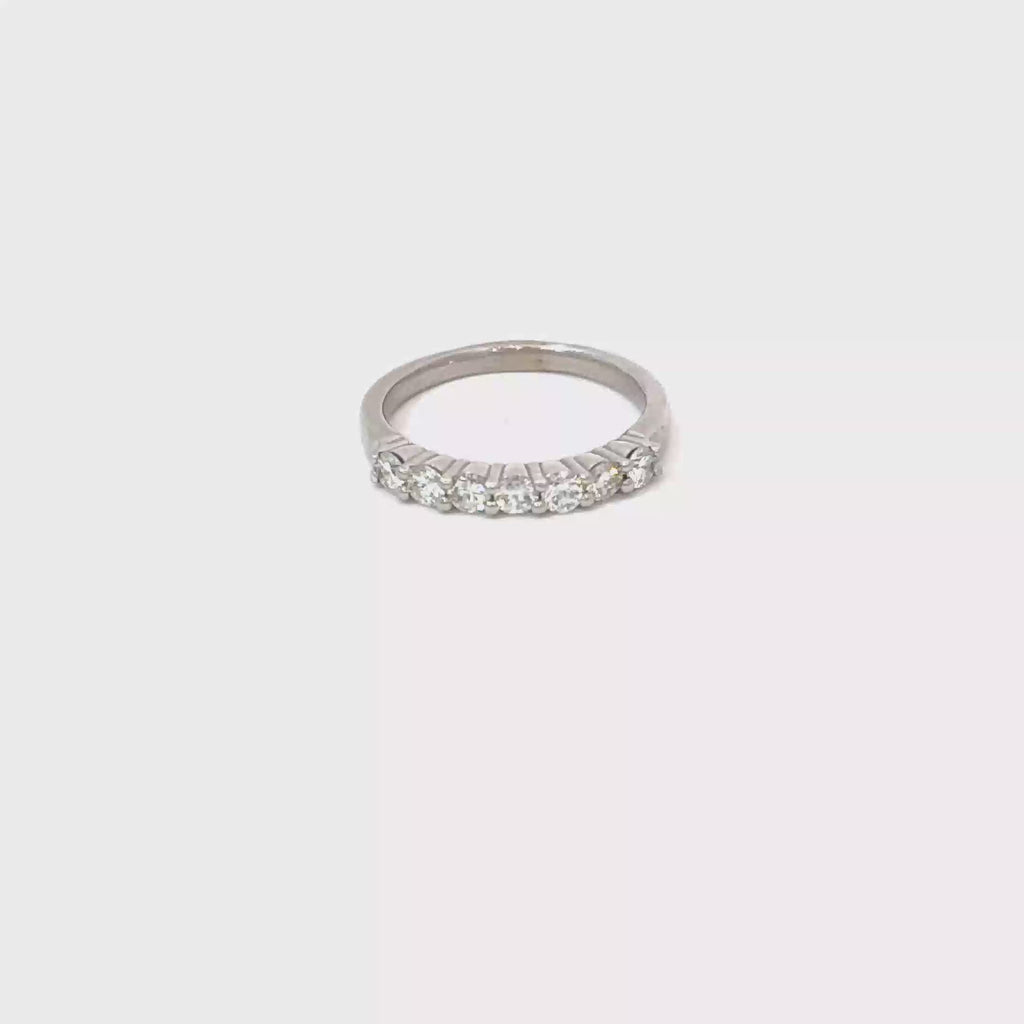 14K White Gold Shared Prong Band with 7 Round Diamonds
