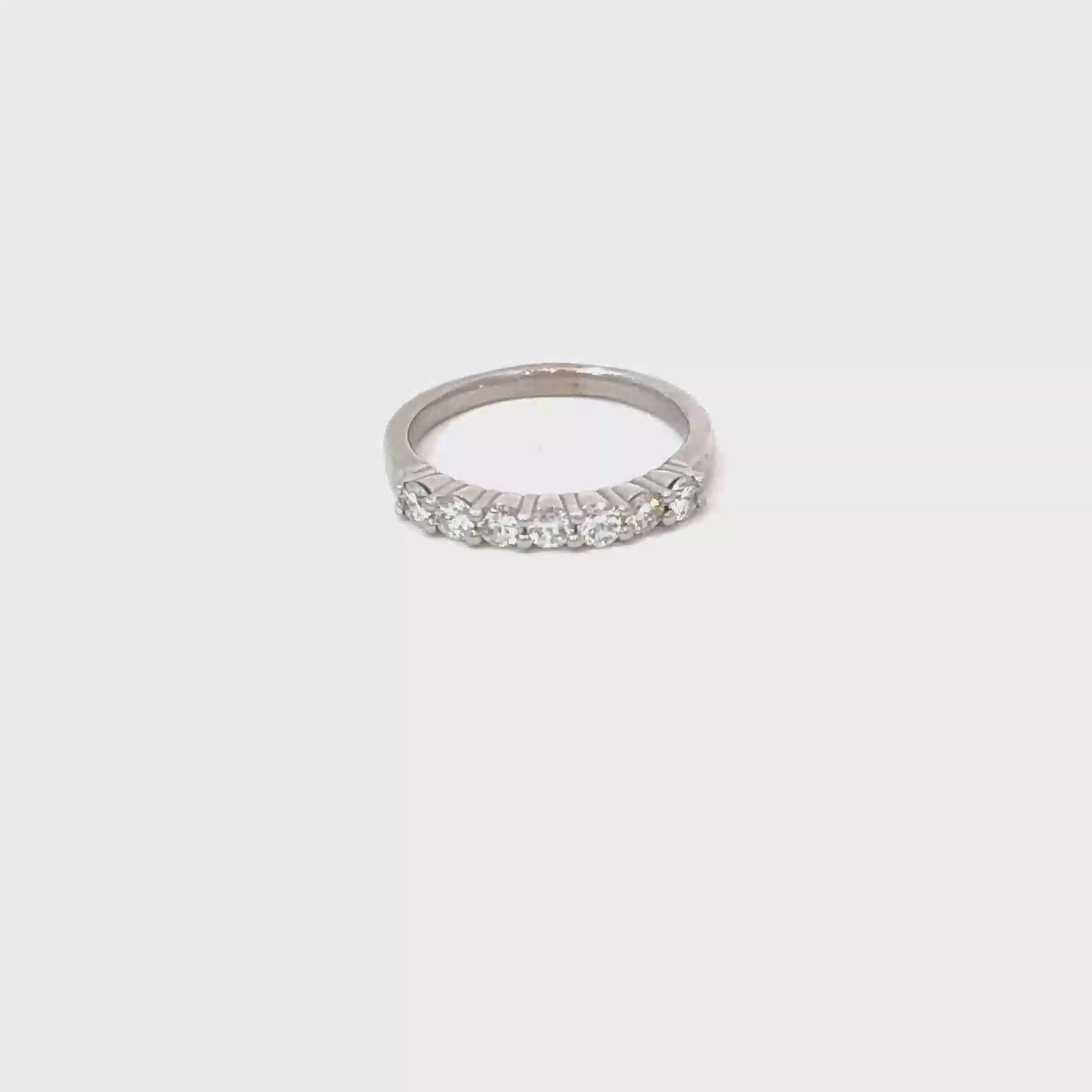 14K White Gold Shared Prong Band with 7 Round Diamonds