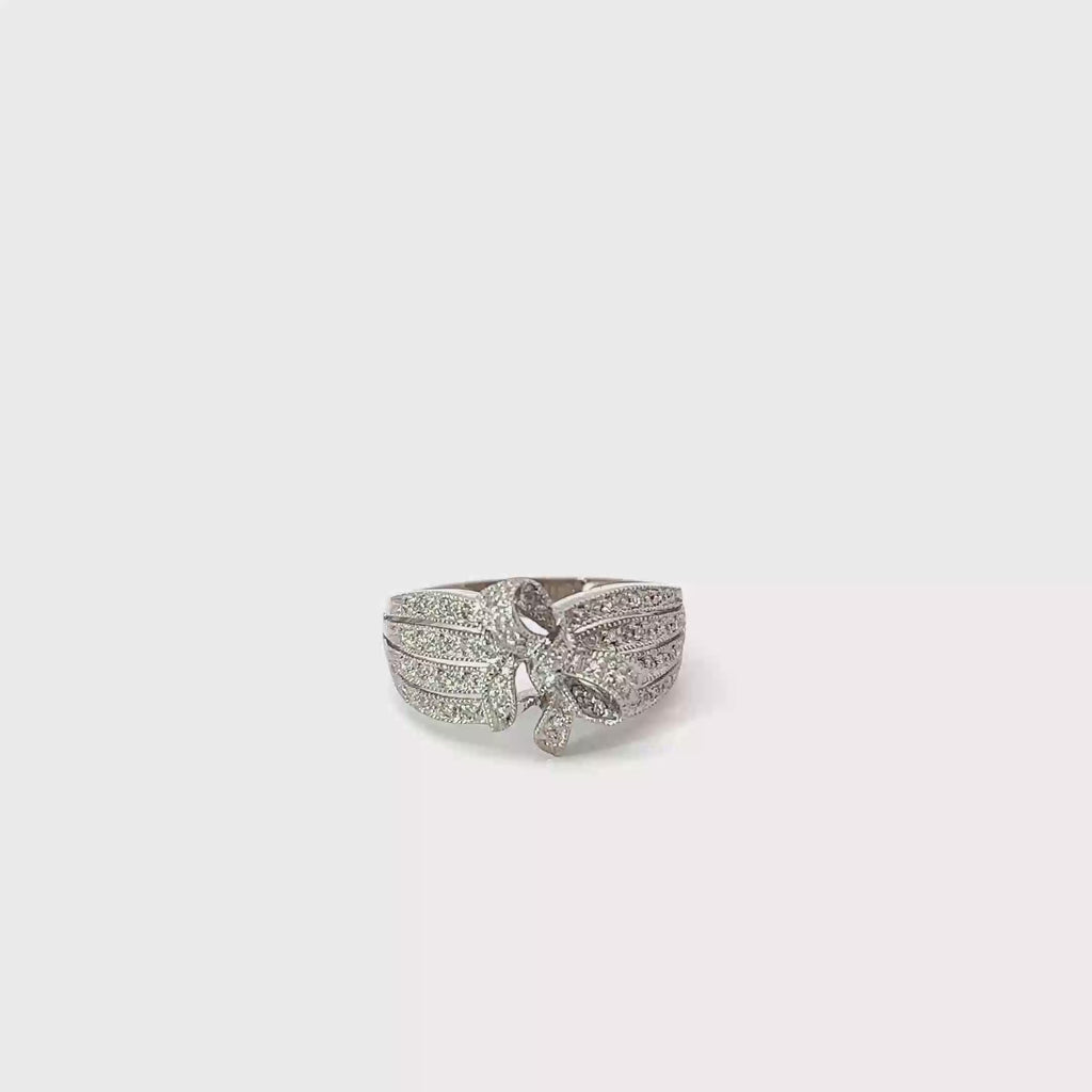 14K White Gold Diamond Bow Ring