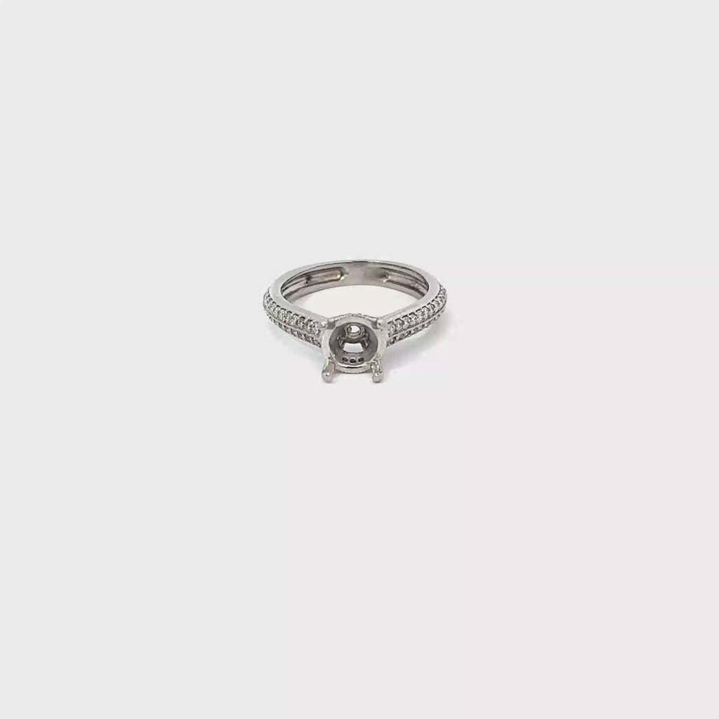 18K White Gold Micro Pave Semi Mount
