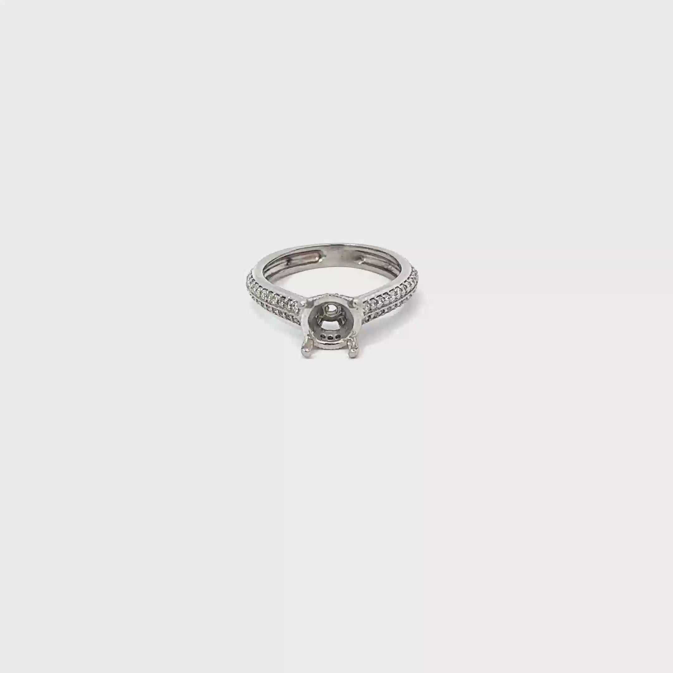 18K White Gold Micro Pave Semi Mount
