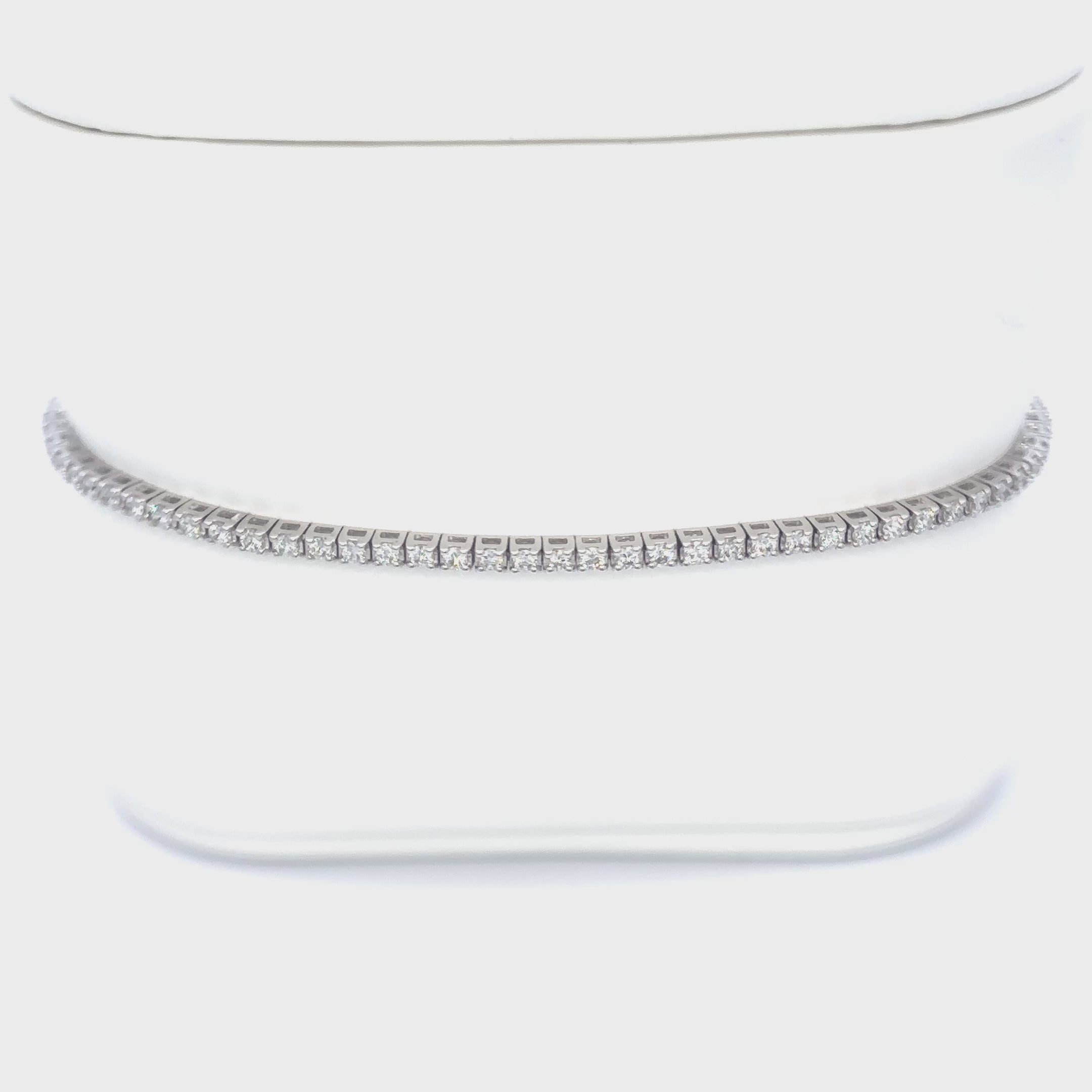 18K White Gold Diamond Lined Tennis Bracelet