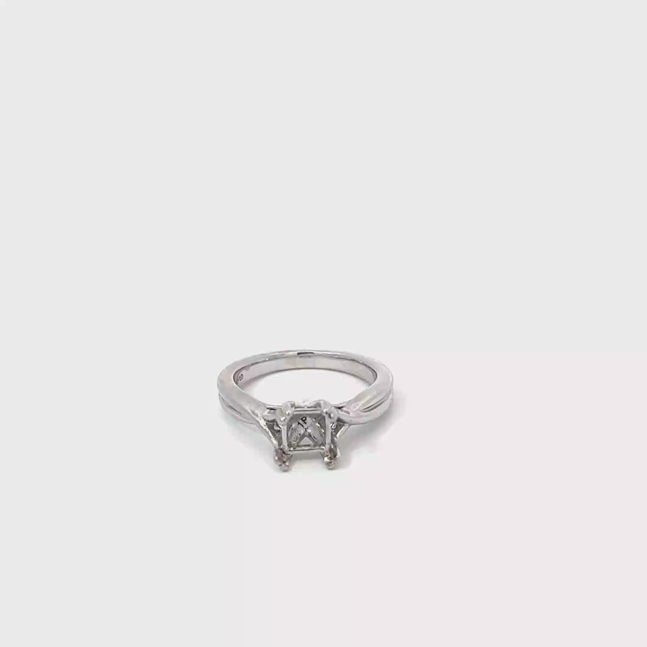 14K White Gold Contemporary Twist Solitaire Engagement Ring