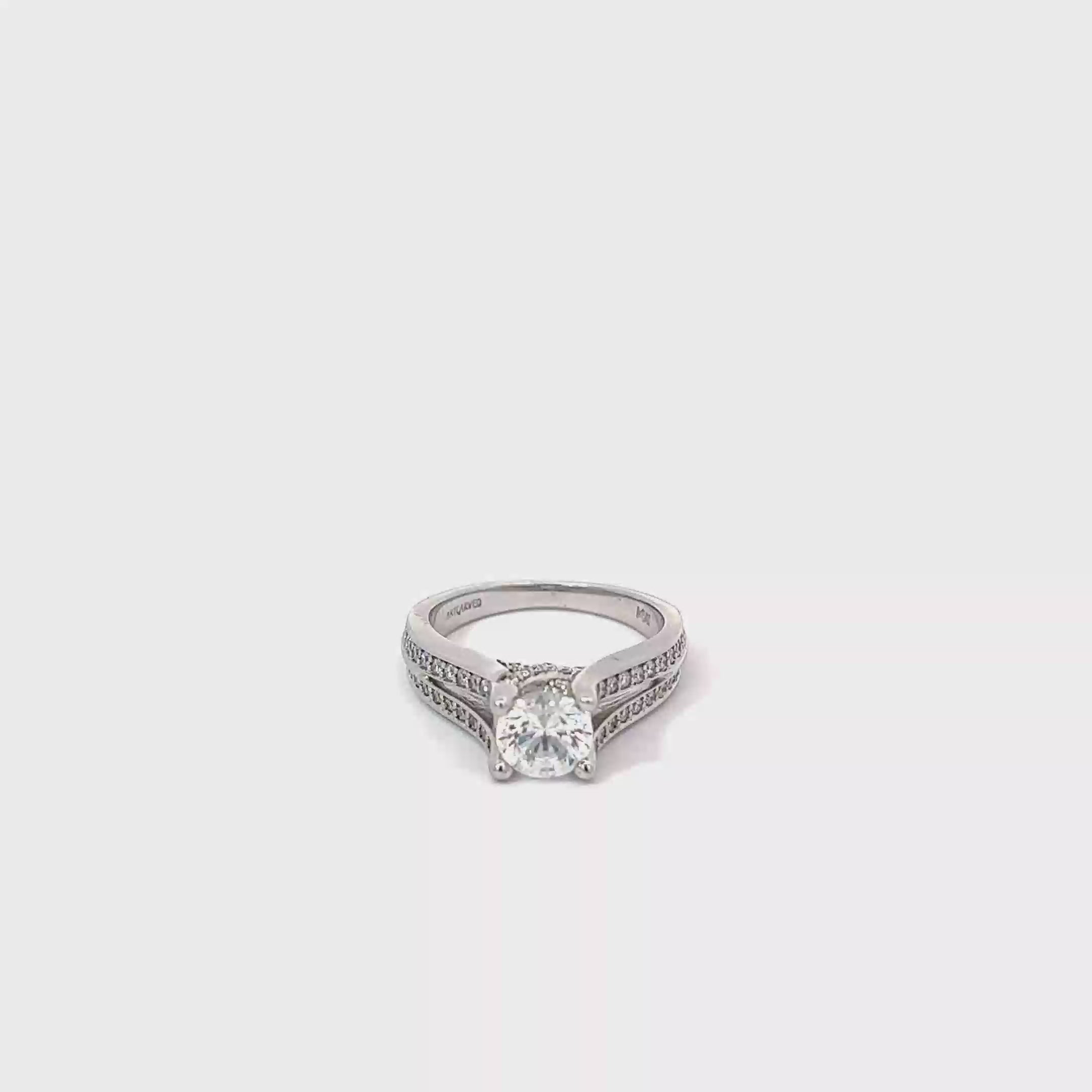 14K White Gold Split Shank Mounting with Raised 4 Prong Setting with X Style Head