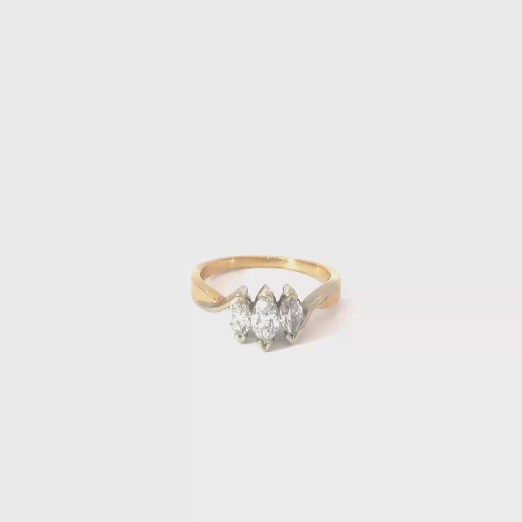 14K Yellow and White Gold Diamond Anniversary Ring