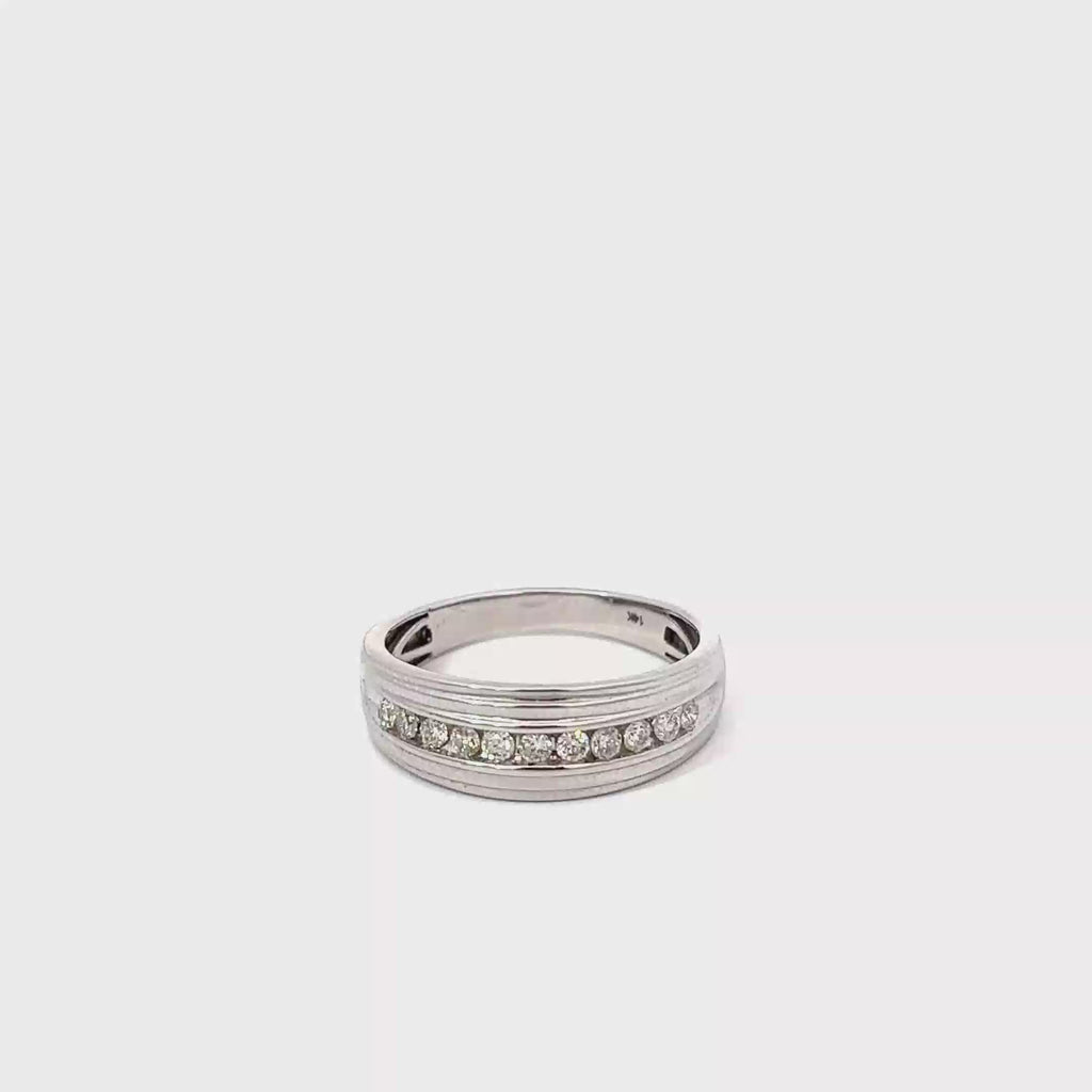 14K White Gold Gents Diamond Wedding Band