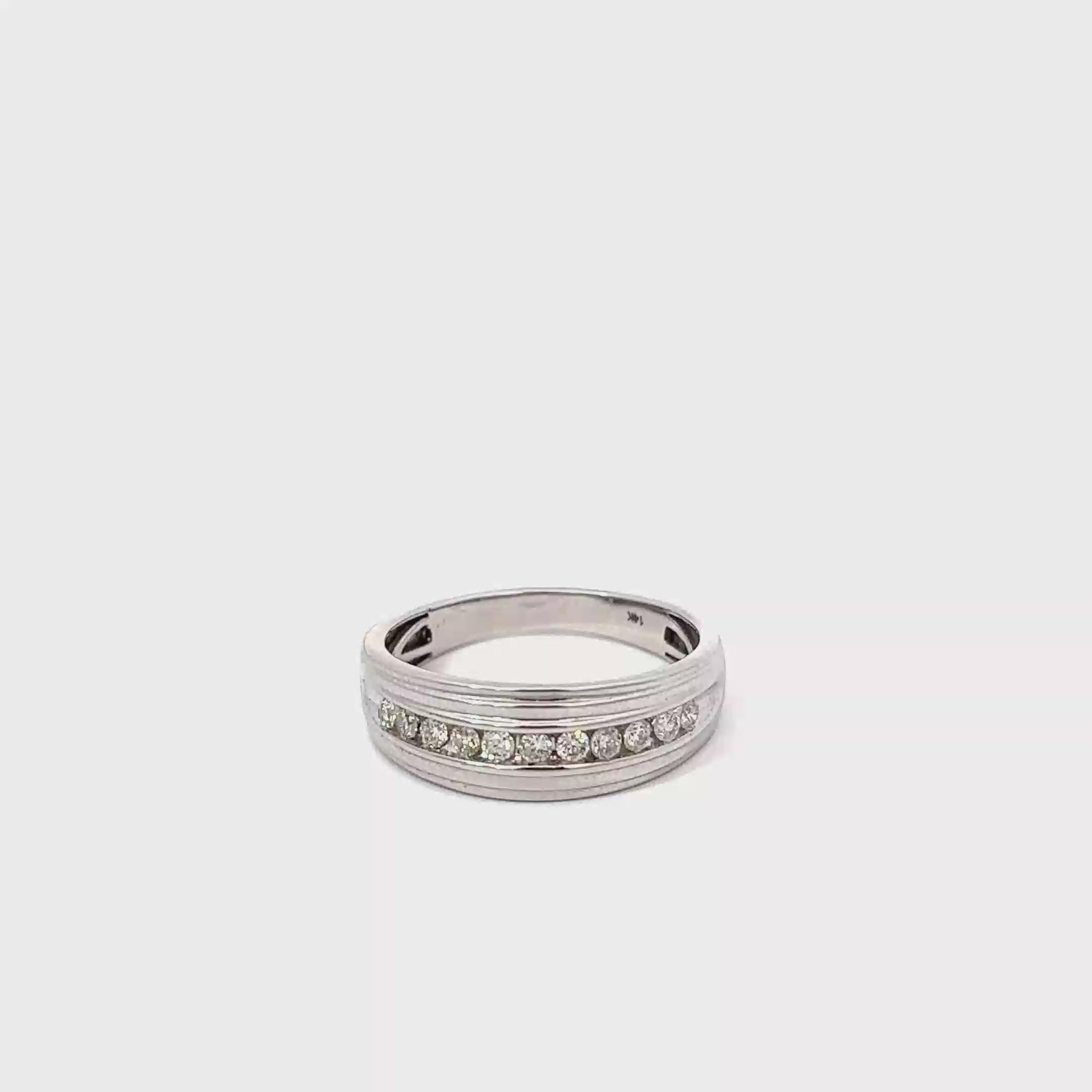 14K White Gold Gents Diamond Wedding Band
