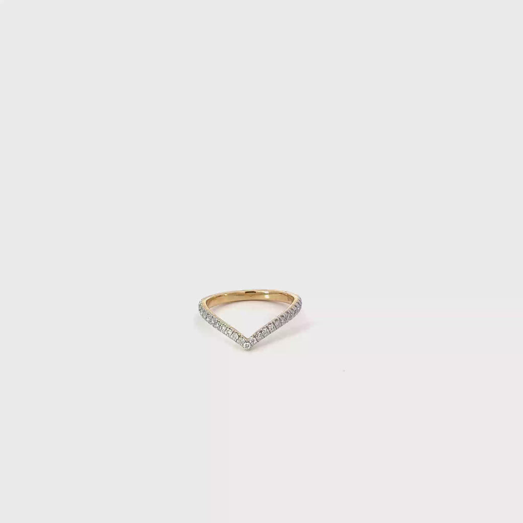 14 K Yellow Gold Diamond V Ring
