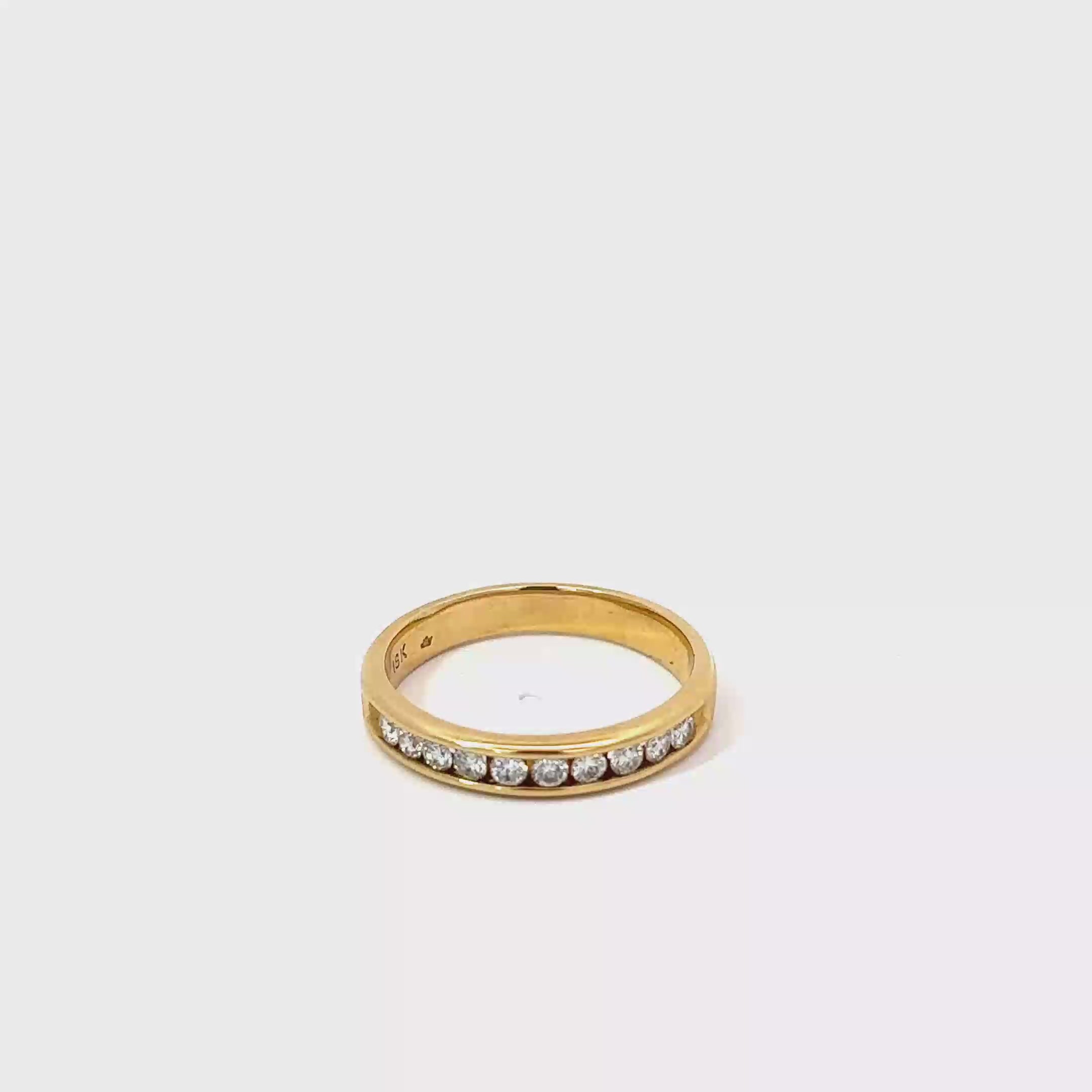 18K Yellow Gold Channel Set Diamond Gents Wedding Band