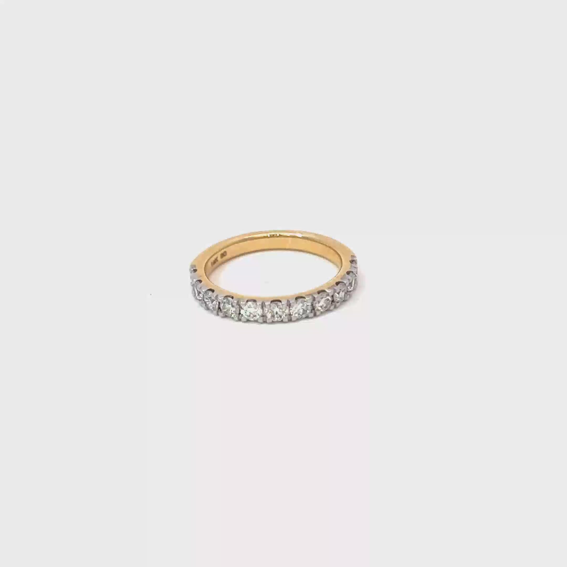 14K Yellow Gold French Set Diamond Wedding Band