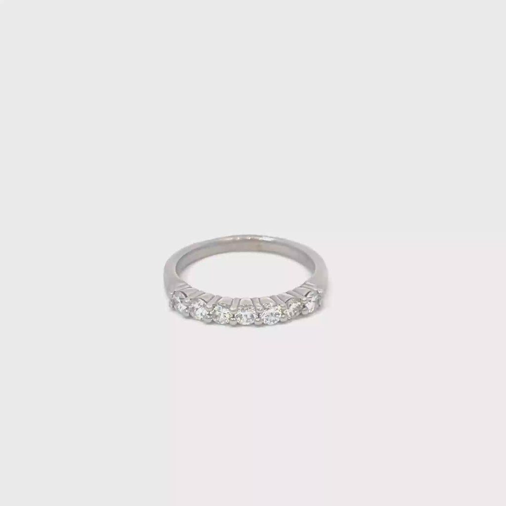 14K White Gold Shared Prong Band with 7 Round Diamonds