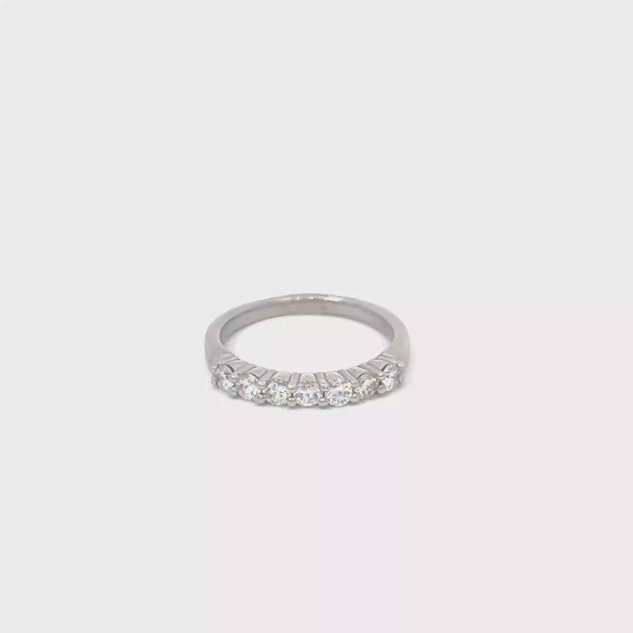 14K White Gold Shared Prong Band with 7 Round Diamonds