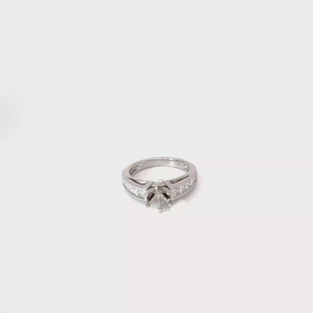 14K White Gold Setting with 10 Graduated Princess Cut Channel Set Diamonds