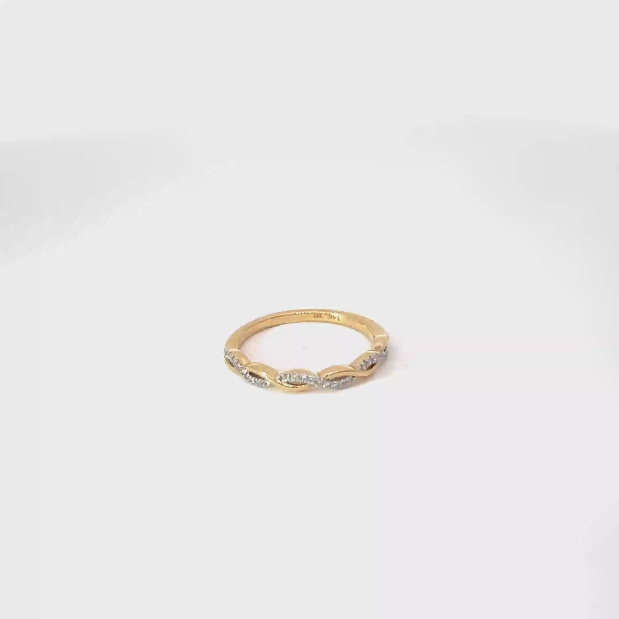 14K Yellow Gold Diamond Twist Ring
