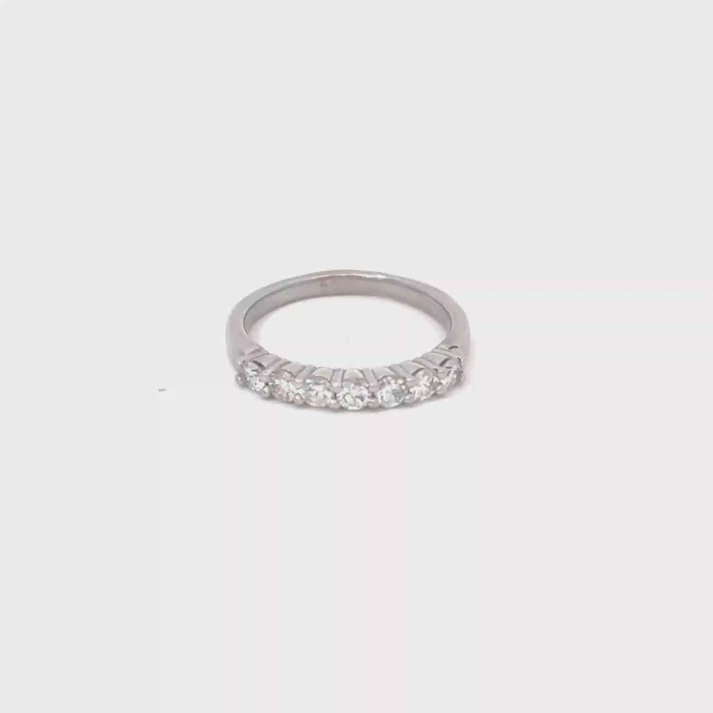 14K White Gold Shared Prong Band with 7 Round Diamonds