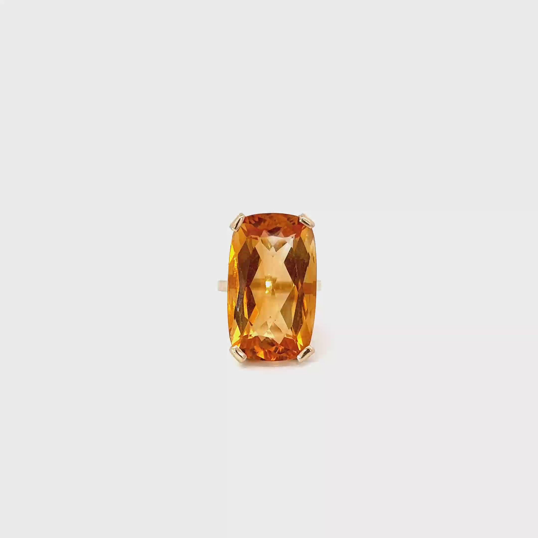 14K Yellow Gold and Rectangle Shaped Citrine Ring