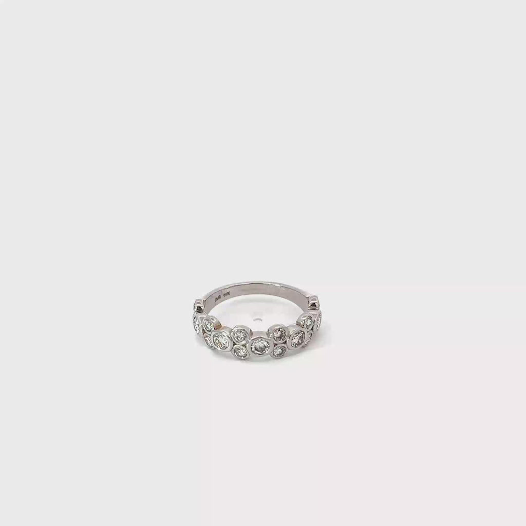 14K White Gold Diamond Bezel Set Band Ring