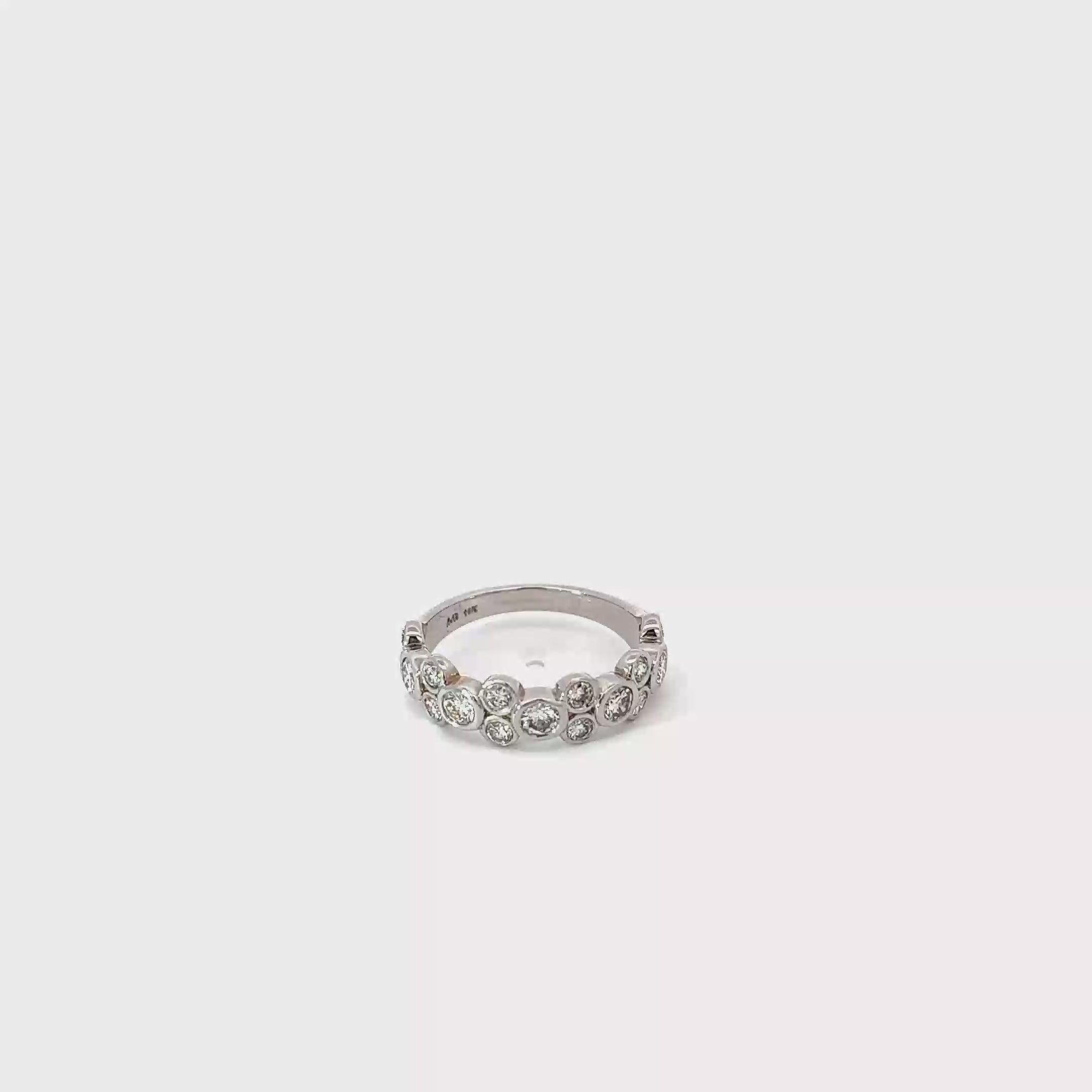14K White Gold Diamond Bezel Set Band Ring