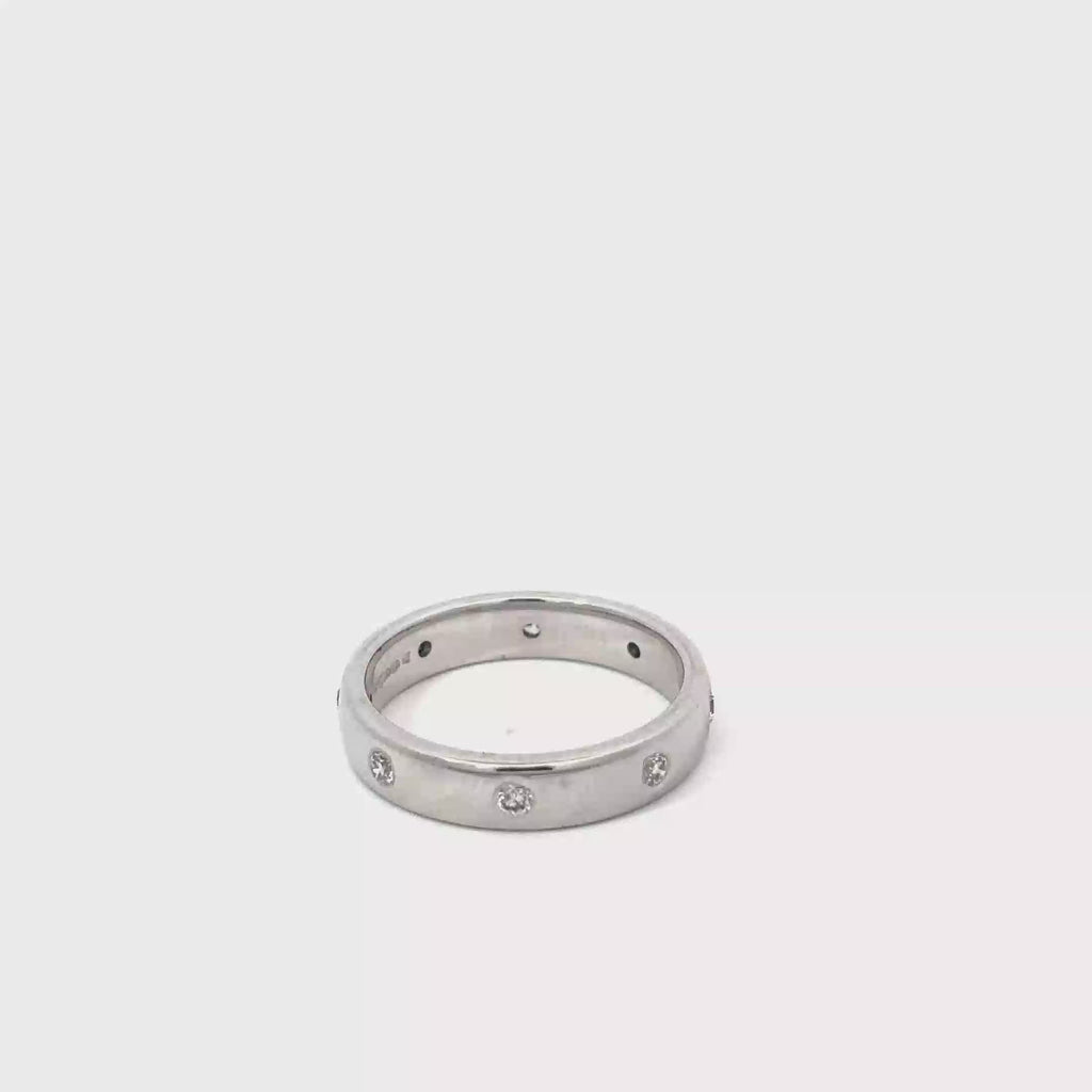 14K White Gold Diamond Eternity Band with 8 Burnished Diamonds