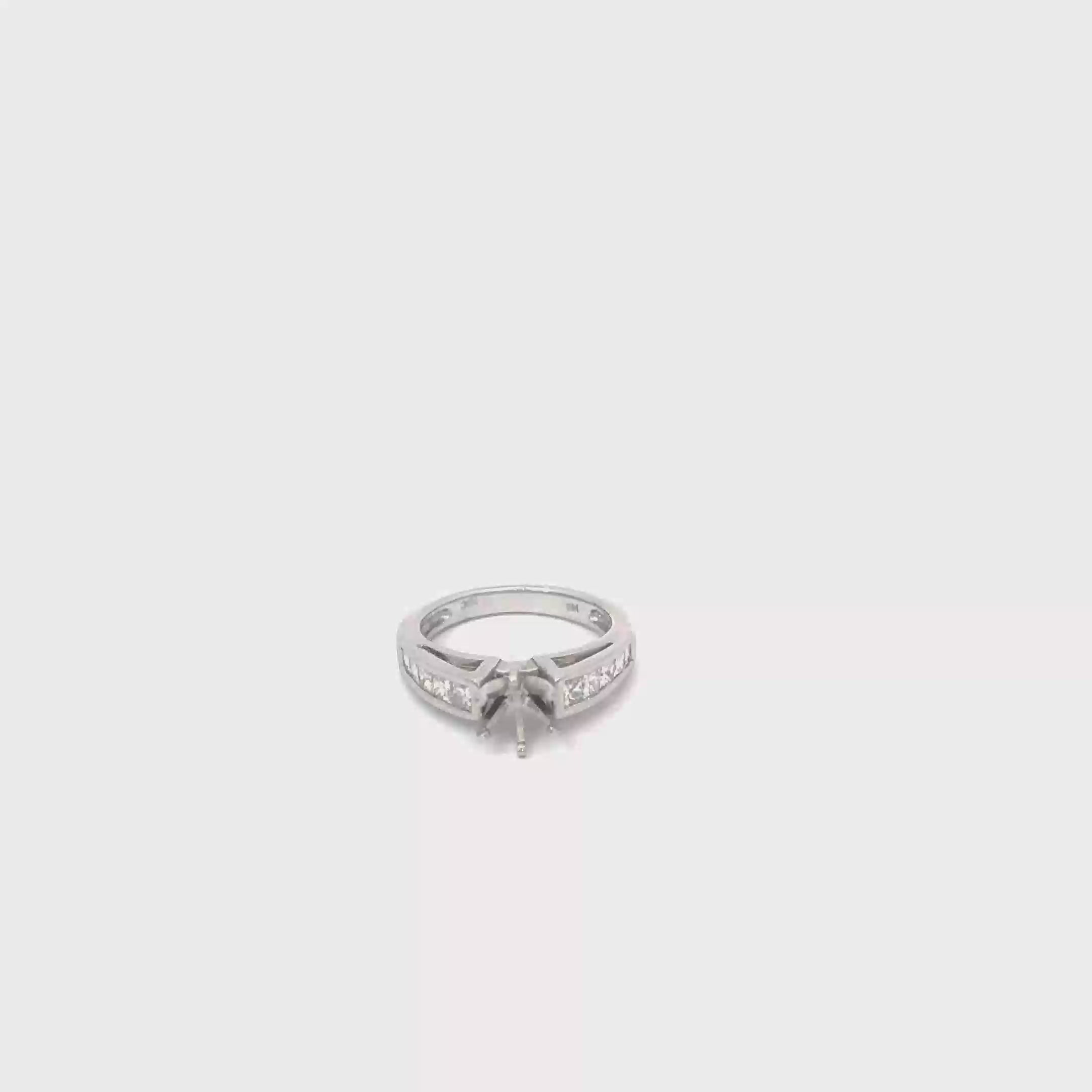 14K White Gold Setting with 10 Graduated Princess Cut Channel Set Diamonds