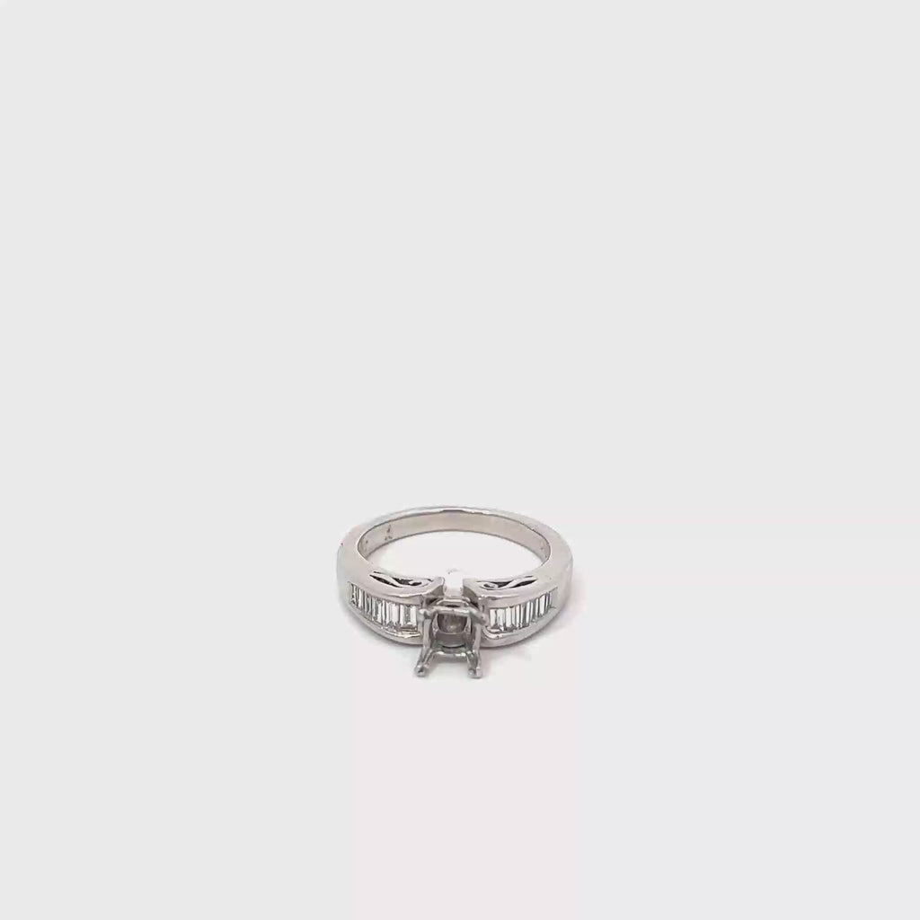 14K White Gold Baguette Channel Set Engagement Ring